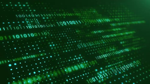 Código de matriz binária na tela digital