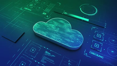 Cloud data transfer. Cloud computing technology and online data storage for business network concept