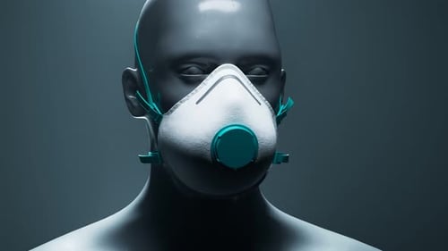 3D Respirator Mask on Mannequin Head Zoom In