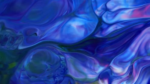 Abstract Fluid Ink Swirls in Blue and Purple