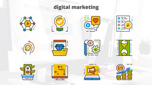 Flat Animated Digital Marketing Icons Collection