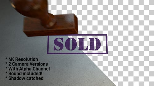 Realistic Rubber Stamp 'Sold' Text Reveal