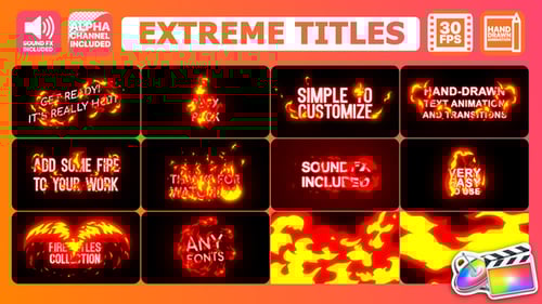 Hand-Drawn Fire Text Animations and Dynamic Transitions Pack