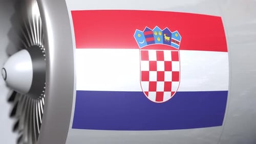 National Flag of Croatia on Spinning Airplane Engine