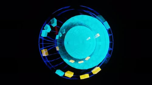 Abstract Shimmering Neon Floating Disco Ball