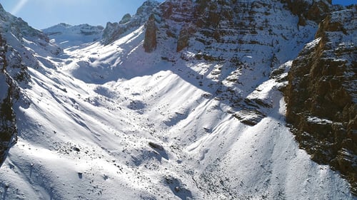 Winter Mountain Range Aerial View on Sunny Day