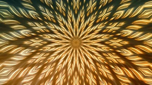 Abstract Golden Glowing Kaleidoscope Light Pattern Background