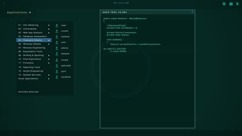 Écran de piratage avec plusieurs fenêtres affichant des chaînes de code