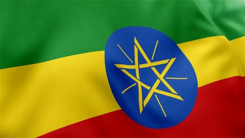 Ethiopian National Flag Waving Realistic Animation