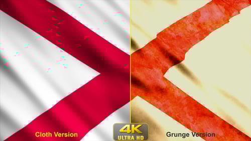 Waving Alabama Flag Animation: Clean and Distressed Grunge Versions