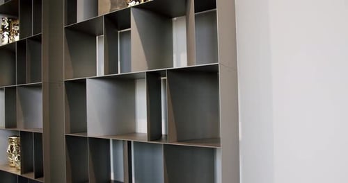 Modern Bookshelf with Geometric Design and Sleek Aesthetics