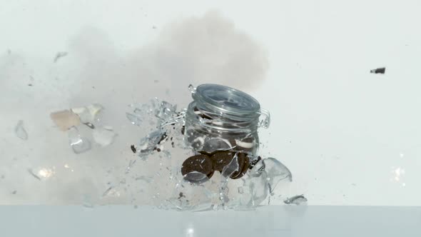 Jar with cookies exploding, Ultra Slow Motion, Slow Motion Stock ...