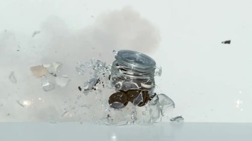 Jar with cookies exploding, Ultra Slow Motion