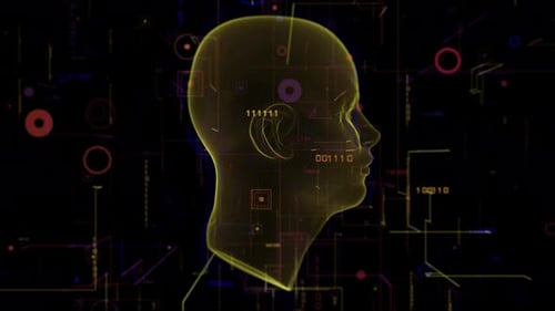 Artificial Intelligence Human Head Digital Code Animation