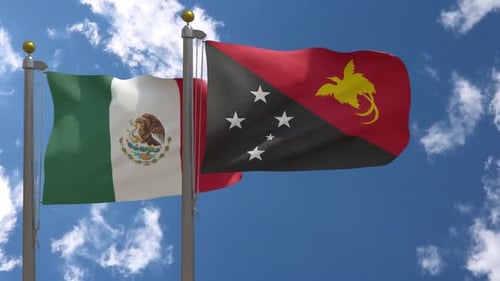Realistic Waving Flags: Mexico and Papua New Guinea