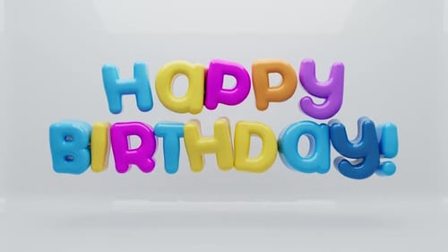 Bouncy 3D Happy Birthday Text Animation for Celebrations