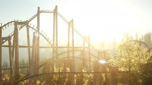 Old Roller Coaster at Sunset