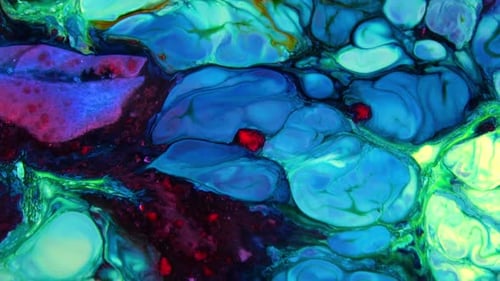 Abstract Swirling Ink Art in Blue and Turquoise