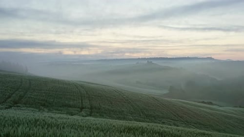 Tuscany Landscape at Sunrise in Italy