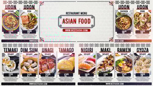 Asian Restaurant Menu