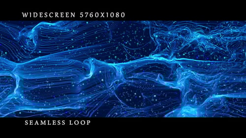 Abstract Blue Flowing Lines and Particles Background Loop