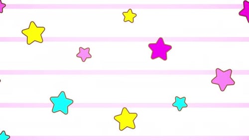 Colorful Animated Stars Floating on Striped Background