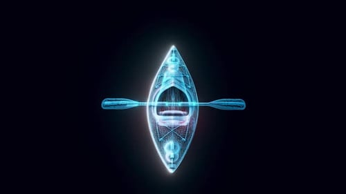 Futuristic Hologram Kayak Wireframe Rotation Animation