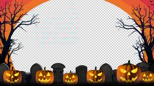 Animated Halloween Frame with Jack-o'-Lanterns and Spooky Trees