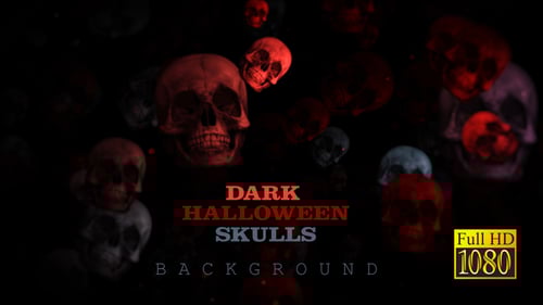Floating Red and White Skulls Halloween Background Animation