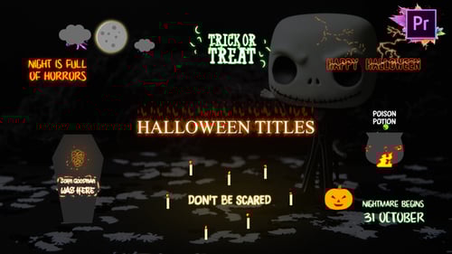 Animated Spooky Halloween Titles Pack with Cartoon Elements