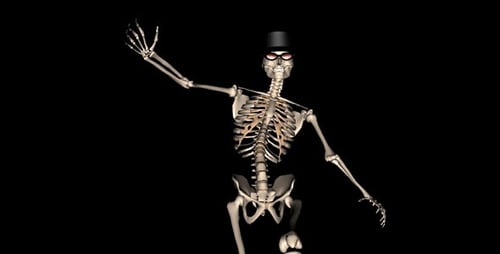 Dancing Skeleton with Top Hat and Glasses 3D Loop Animation