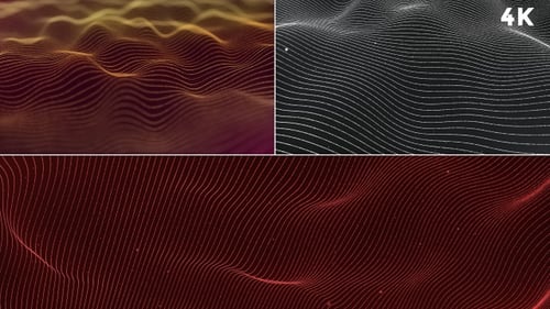 Abstract Flowing Wave Lines Digital Background with Particles