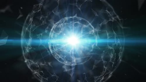 Abstrakte 3D-Technologie mit Schnittpunkten und Partikeln. 4K-Loop