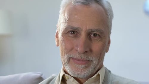 Smiling Old Man Looking at Camera, Social Security, Happy Retirement Life