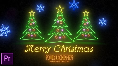 Neon Christmas Holiday Greetings Animation