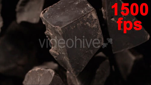 Chunks of Chocolate Falling in Slow Motion