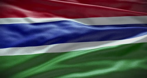 Gambia Flag Waving Realistic Loop Animation