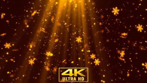 Golden Snowflakes Falling Festive Light Background