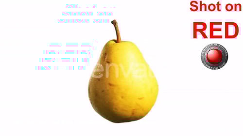 Rotating Yellow Pear on White Background
