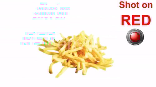 Pile of Golden French Fries on White