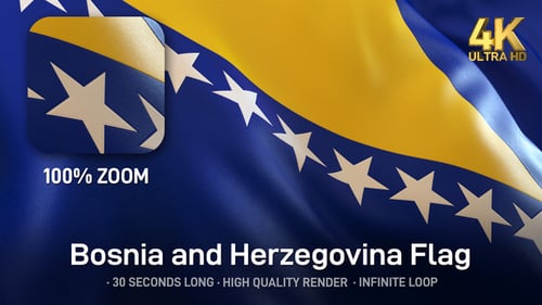 Waving Flag of Bosnia and Herzegovina Loop Animation