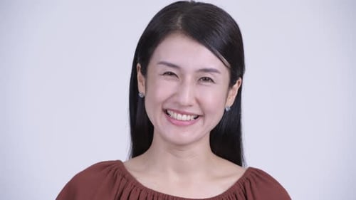 Woman Laughing in a Studio Close Up