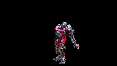 Futuristic Red Robot Character Dancing 3D Animation