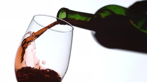 Pouring a glass of red wine in slow motion; shot on Phantom Flex 4K at 1000 fps