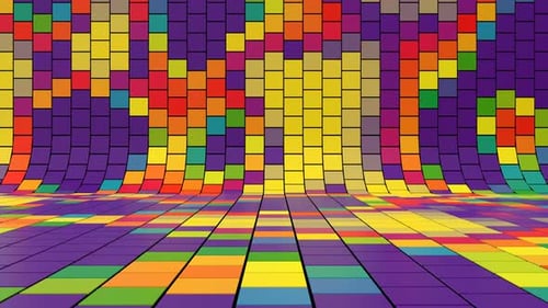 Colorful Geometric Tiled Wall and Floor Loop Background