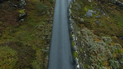 Epic Aerial Drone View on Beautiful Road in Norway