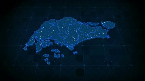Singapore Digital Map with Network Data Animation