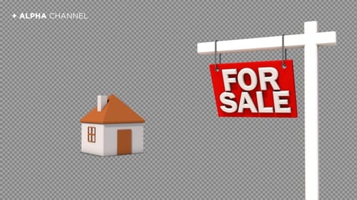 3D Animated House with For Sale Sign