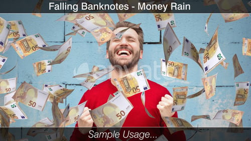 Falling Money Euro Bills