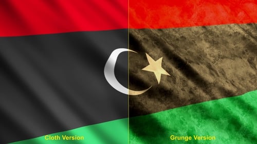 Looping Waving Flag of Libya: Clean and Grunge Versions